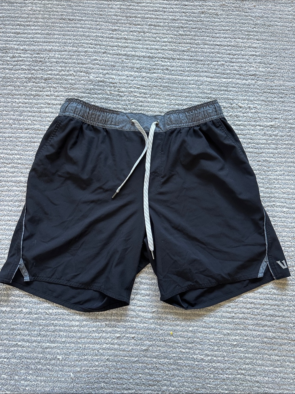 Vouri Black Men's Athletic Shorts with Gray Waistband